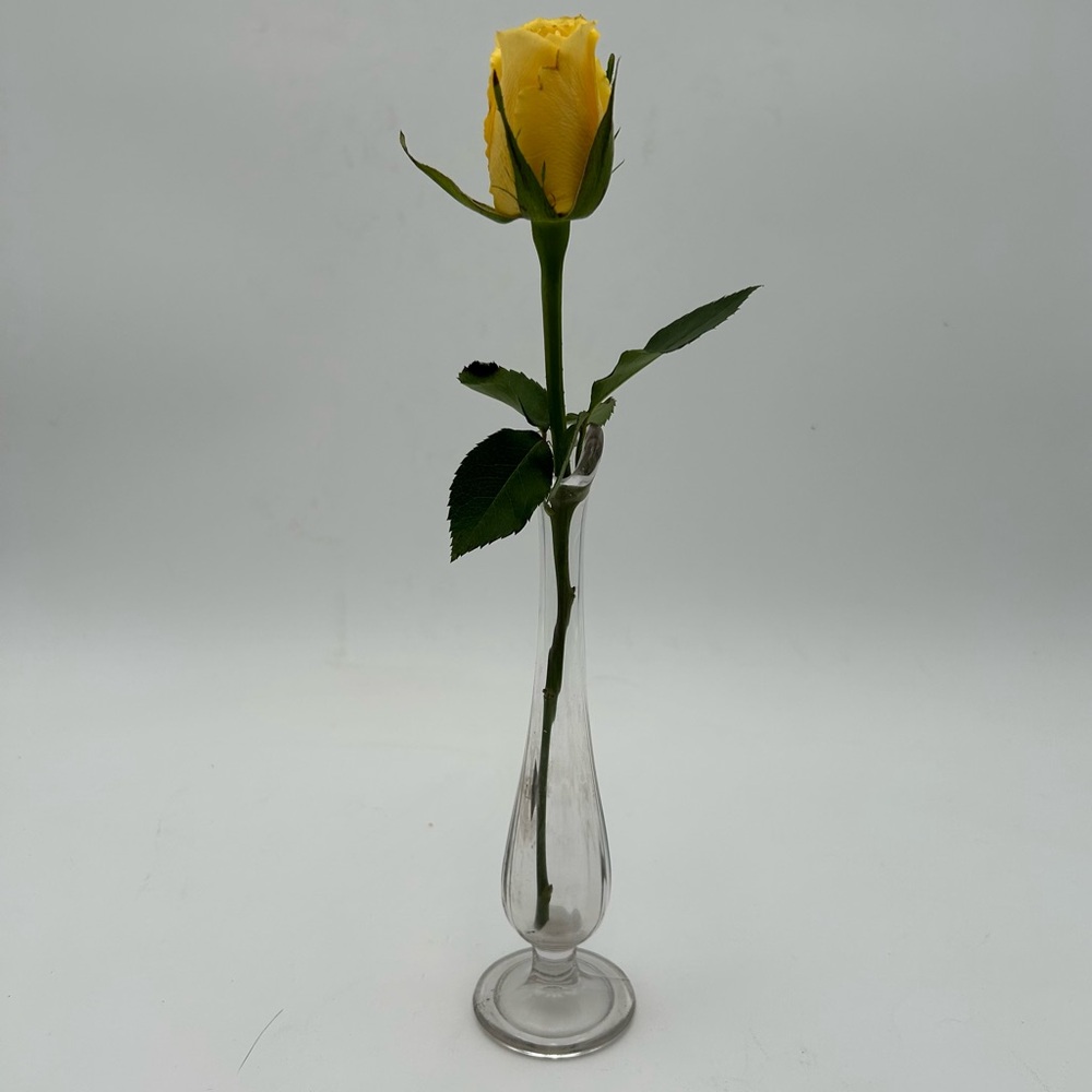 Vintage Fenton Clear Swung Glass Bud Vase